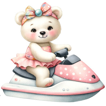 recommend clip art: teddy bear with a jet ski 