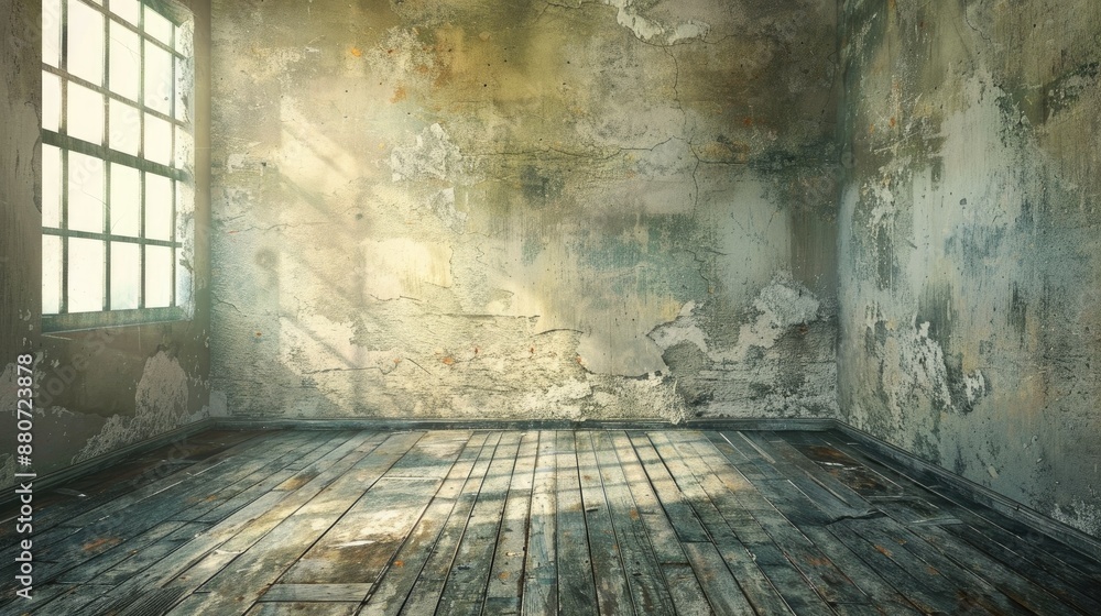 Poster old grungy room background with empty space