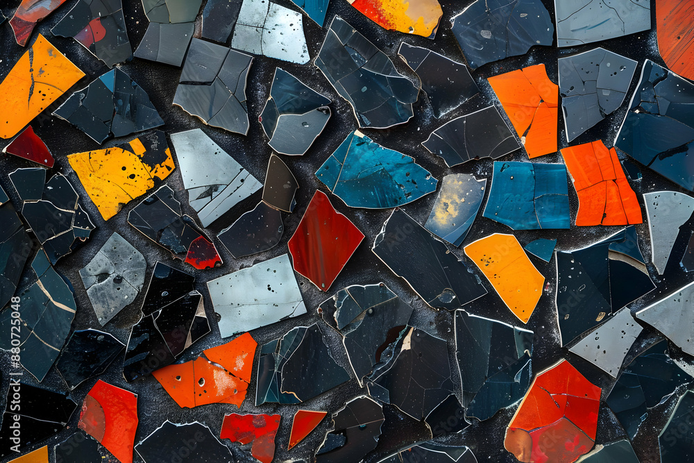 Poster colorful abstract mosaic pattern with various colored tile pieces. vibrant background ideal for crea