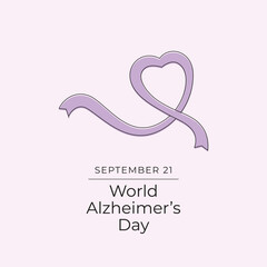 Fototapeta premium World Alzheimers Day vector design template good for celebration usage. Alzheimer day design. Vector ribbon. Continuous line drawing. eps 10.