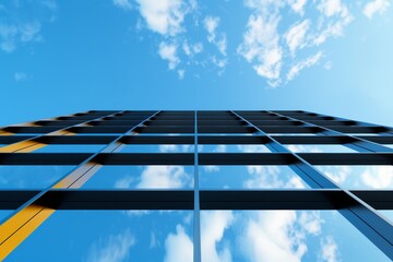 Obraz na płótnie Canvas modern glass skyscraper building exterior architecture low angle view blue sky clouds.