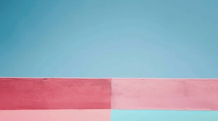 Colorful Wall With Horizontal Stripes of Pink and Blue Paint