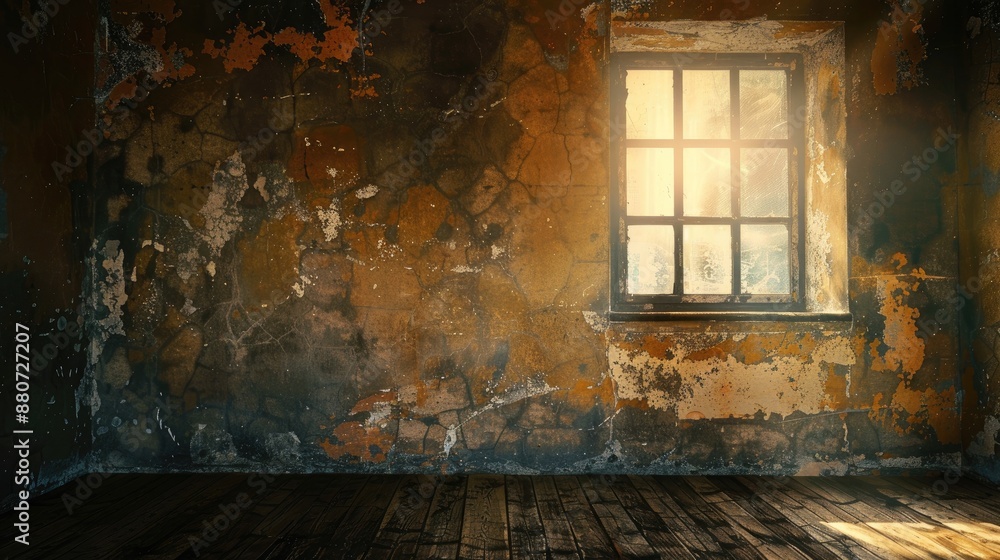 Poster old grungy room background with empty space