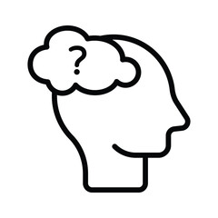 Question mark inside human mind, concept icon of brainstorming in trendy style