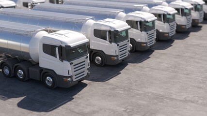 white Oil and Gas Transporter truck on the road factory industry ready to export shipping. 3D Render