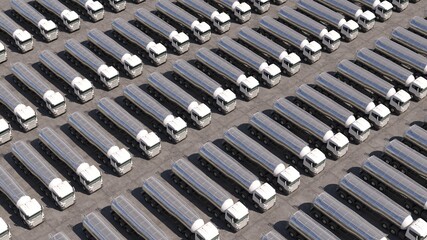 Top view of Oil Transport Truck and gas industry petrochemical plant. 3D Render	
