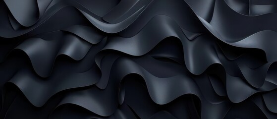 Obraz premium Abstract dark fluid folds create a luxurious texture and wavy surface, perfect for backgrounds, presentations, or artistic designs.