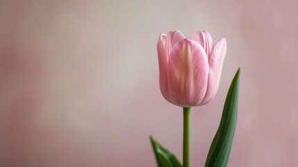Naklejka premium Pink tulip flower on light background