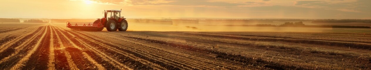 Obraz premium Agriculture, panoramic view of vertical farms: In high-cost vertical farms, capture the moments of precise operations using high-precision positioning in farmland, such as sowing and irrigation, best-