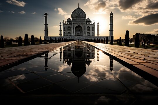 Taj Mahal Monochrome elegance a nostalgic journey through the timeless black a, generative IA