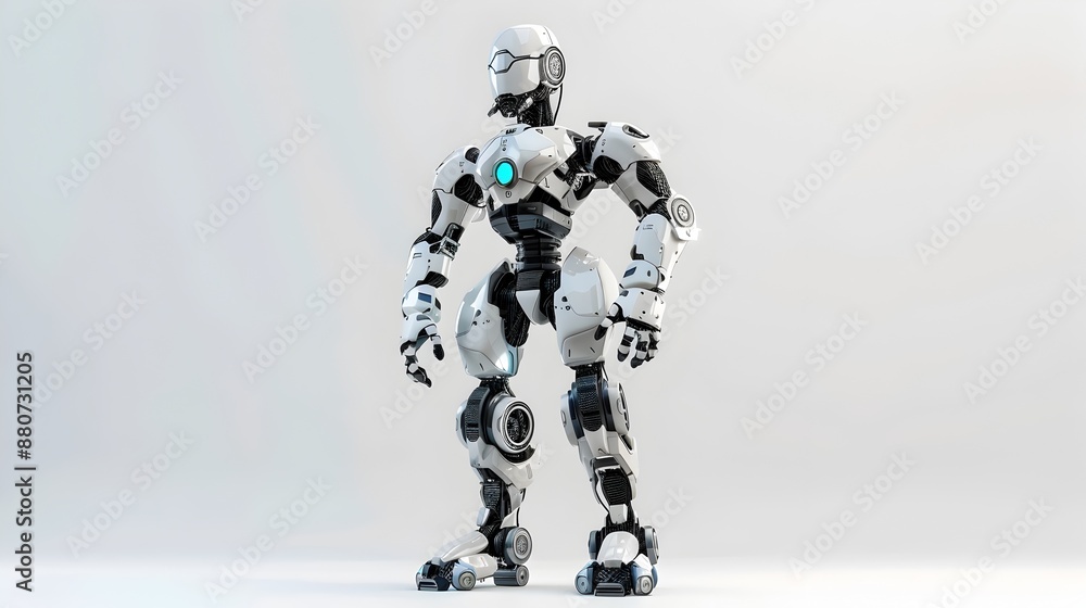 Aufkleber futuristic robotic automation on minimalist white background 3d rendering