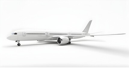 Fototapeta premium Modern White Airplane 3D Rendering on Isometric Background