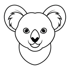 Koala head line art vector illustration - perfect for cartoons, clipart, and print designs.