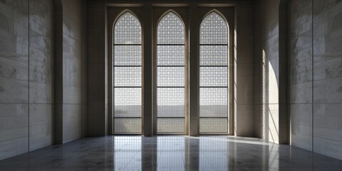 Panoramic windows in churches, offering expansive views and bringing natural light into worship spaces.