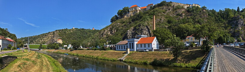 View of river Thaya (Dyje) in Znojmo,South Moravian Region,Czech Republic,Europe
