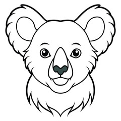 Koala head line art vector illustration - perfect for cartoons, clipart, and print designs.