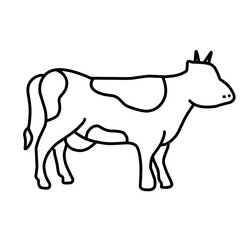 Cow isolated on white background. Character for coloring book. Vector outline illustration in flat style.