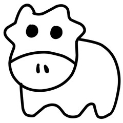 Cow isolated on white background. Character for coloring book. Vector outline illustration in flat style.