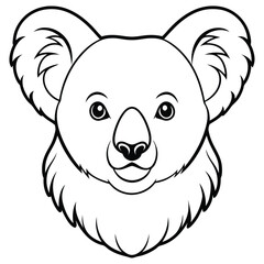 Koala head line art vector illustration - perfect for cartoons, clipart, and print designs.