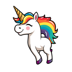 Simple Cartoon Artwork: Clean and Simple design of a unicorn with Rainbow colors - in theme of pride.