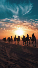 camel caravan in the desert. International Caravan Day