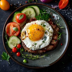 Delicious Keto Meal with Egg and Fresh Veggies