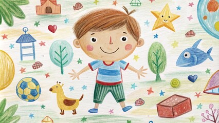 Obraz premium Charming Kids Illustration for Children's Books and Educational Projects