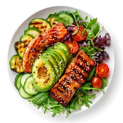 Healthy Keto Meal with Grilled Salmon and Veggies