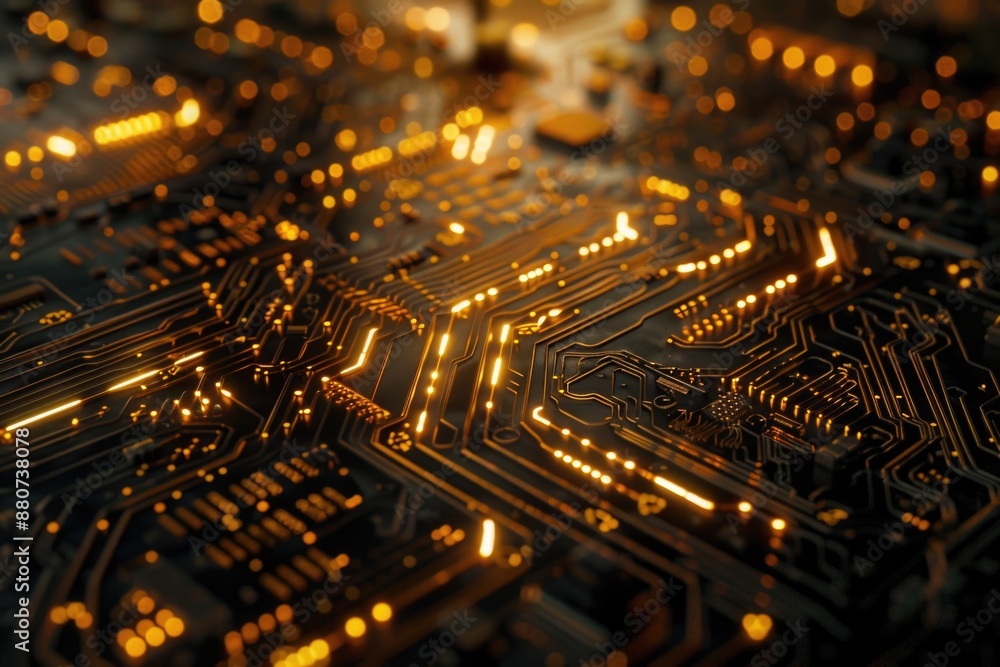 Leinwandbilder A detailed view of a computer circuit board with various components and wires