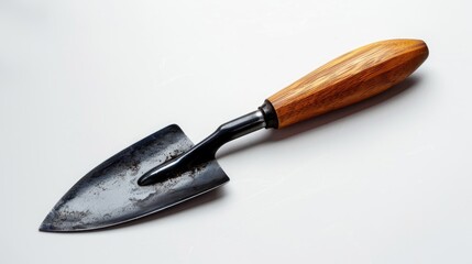 Top View of Gardening Trowel on White Background in Studio Shot
