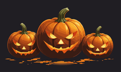 three Halloween pumpkins vector illustration