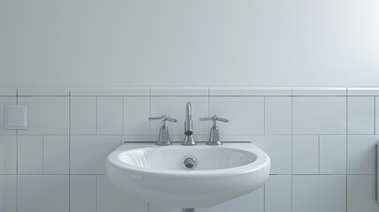 Public restroom sink with space for text