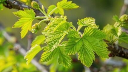 Young leaves of Star Gooseberry on the tree