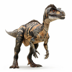 A striking Monolophosaurus with its single crest on its head and agile build, ready to hunt, isolated on white background.