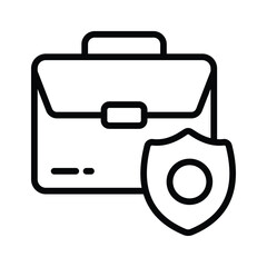 Business bag with safety shield denoting concept icon of business security
