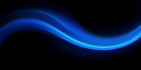 Abstract shiny color blue wave design element on dark background. Science design
