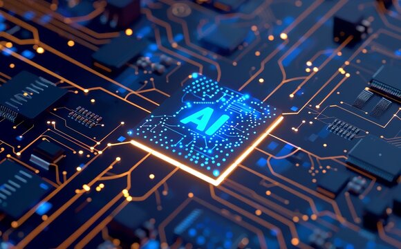 Electronic circuit board with processor, mother borad  word AI