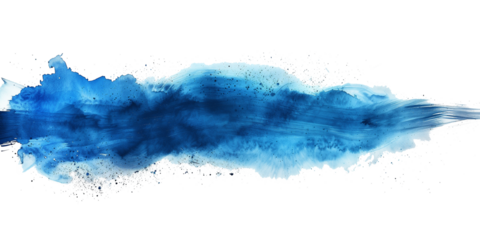 Blue watercolor brush stroke isolated on transparent or white background 