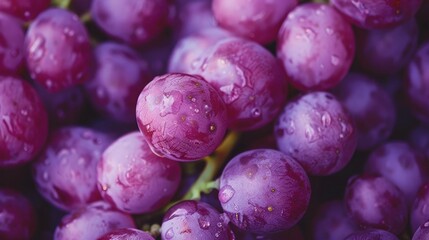 Selective focus and background of purple grapes