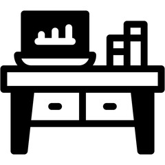 Vector Icon Workspace, Furniture And Household, Book, Workplace, Desk