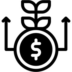 Vector Icon Growth, Coin, Business And Finance, Investment, Currency