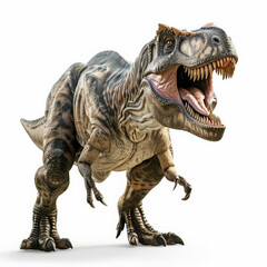 A fierce Giganotosaurus with its large size and sharp teeth, looking menacing, isolated on white background.