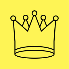 king crown icon simple, line vector isolated on yellow background. trendy and modern design