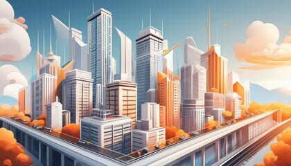 Obraz premium city skyline at sunset