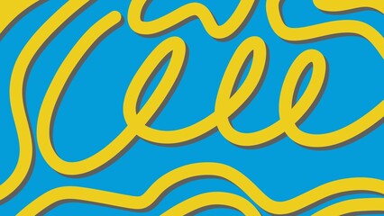 Abstract blue background with yellow line and flat shadow.