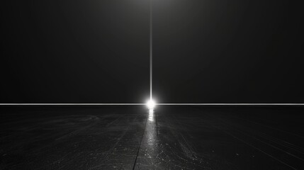 A Single Bright Light Illuminates A Dark Room With A Horizontal Beam