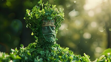 Green Mythical Nature Spirit Creature in Enchanted Forest