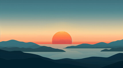 Layered Vector Sunset Background Illustration