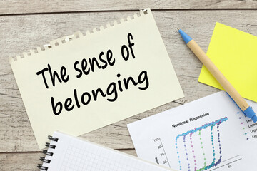 the sense of belonging financial charts and pen on work desk. text