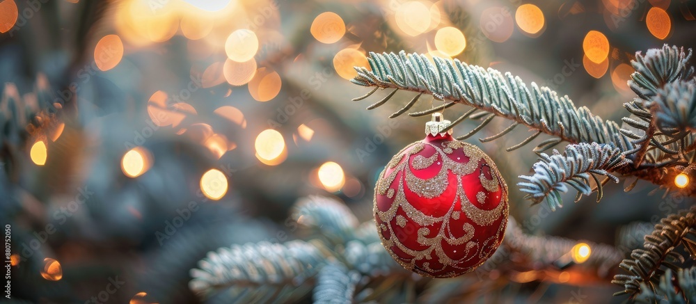 Poster Festive background with a Christmas tree ornament as the focal point Copy space image available